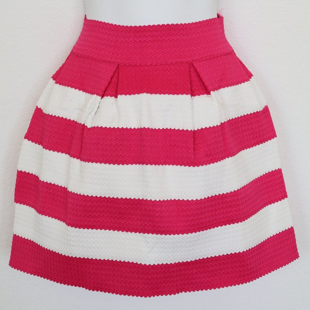PINK STRIPED Elastic MINI SKIRT Stretch - Size Small - NEW